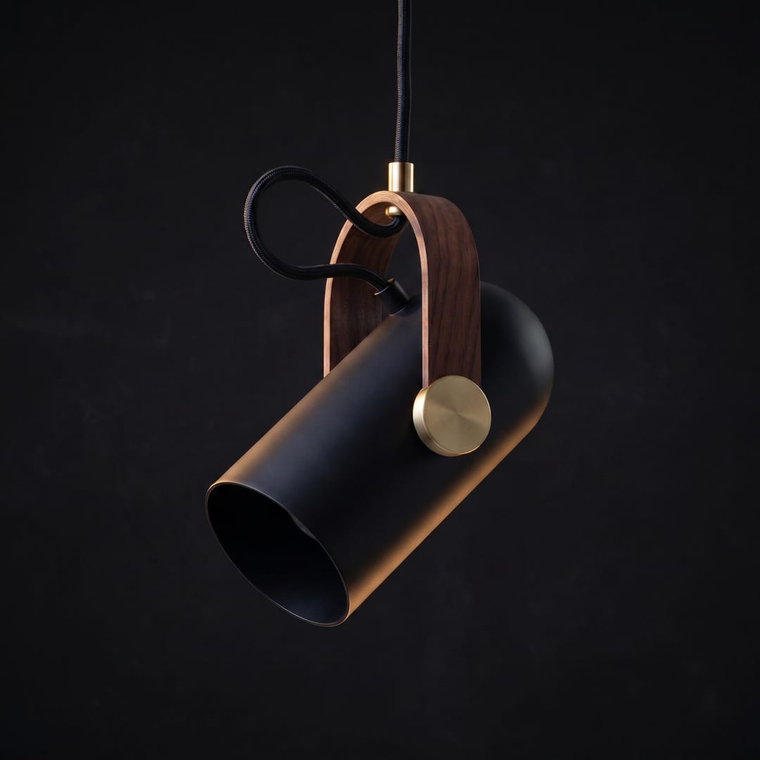 The cylinder rotated to 45 degrees, showing the pivoting walnut strap mechanism